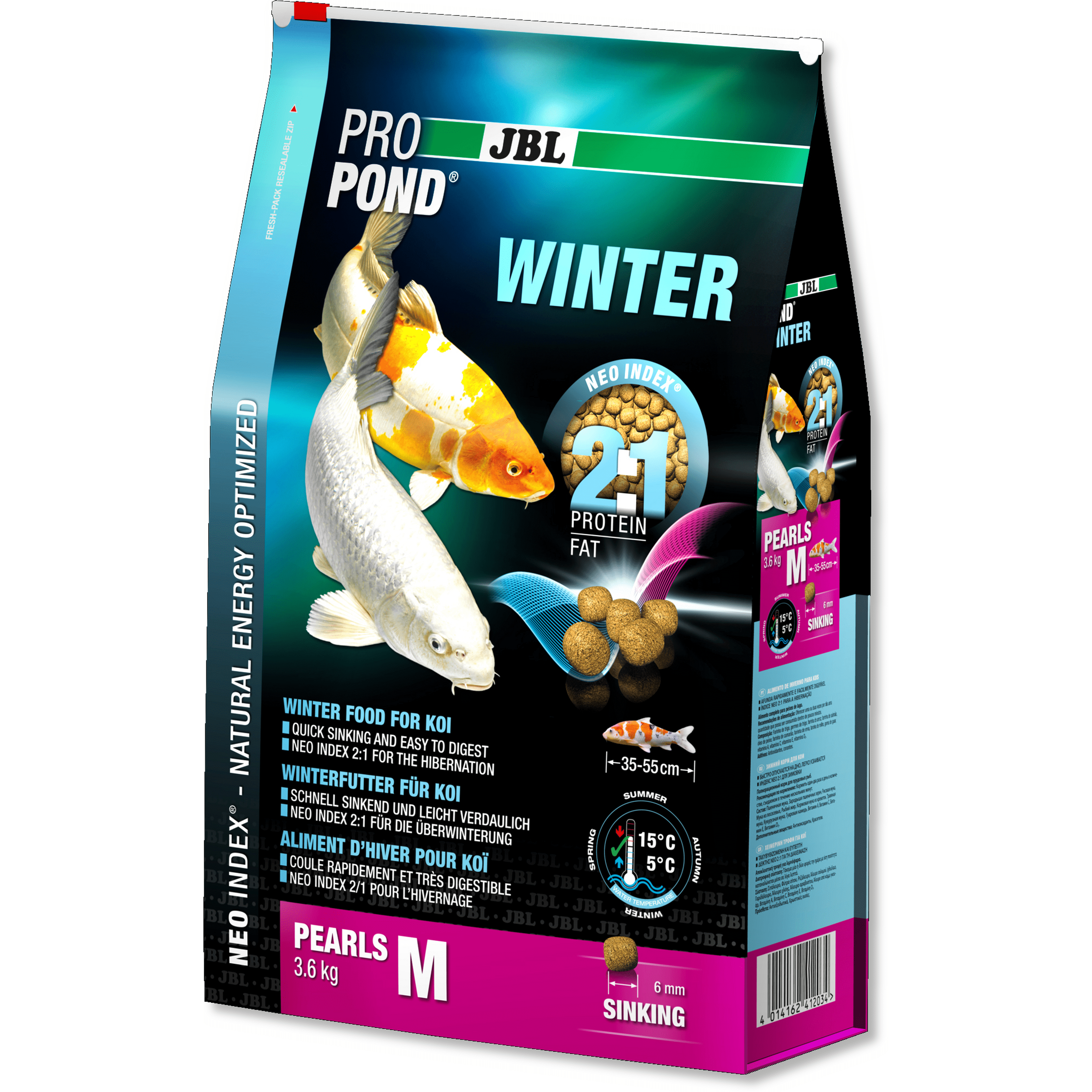 JBL JBL ProPond Winter - Medium 3.6kg  - Nourriture d'hiver pour koïs taille moyenne 4014162412034 4120300