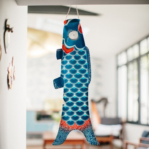 Ocean Blue Koinobori (S) - 70CM X 26.4CM - Organic Cotton by Madame Mo