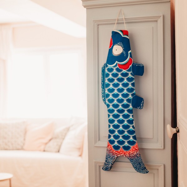 Ocean Blue Koinobori (S) - 70CM X 26.4CM - Organic Cotton by Madame Mo