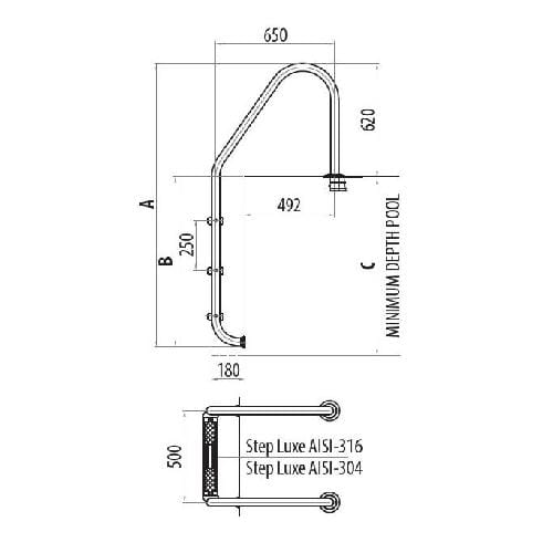 Aquaforte PVC Échelle standard à 3 marches Inox 316 8717605098241 M00134